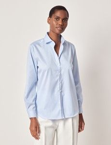 Relaxed Fit Blue & White Fine Stripe Shirt