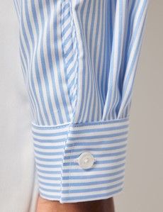 Relaxed Fit Blue & White Fine Stripe Shirt