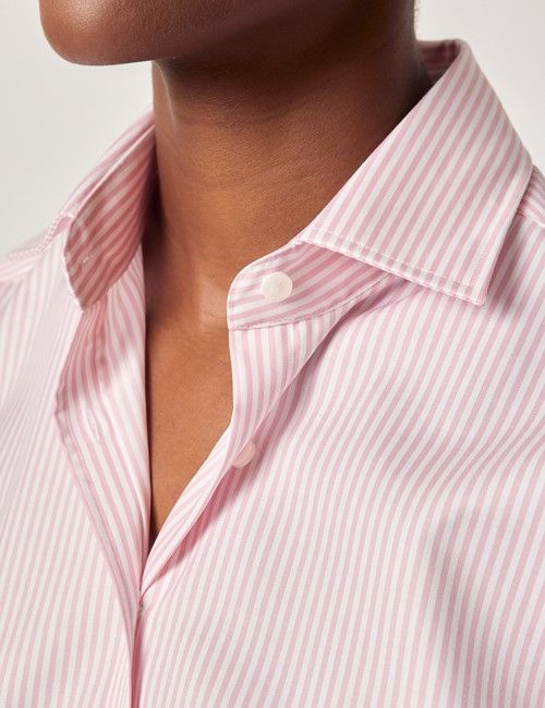 Pink & White Fine Stripe Cotton Relaxed Fit Shirt-preview