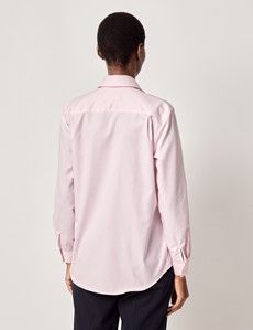 Pink & White Fine Stripe Cotton Relaxed Fit Shirt-preview4