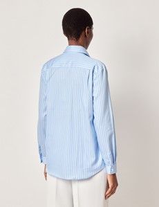 Relaxed Fit Blue & White Stripe Shirt