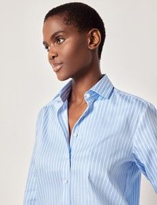 Relaxed Fit Blue & White Stripe Shirt