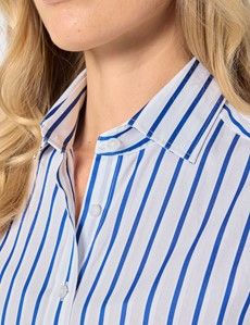 Relaxed Fit White & Blue Butcher Stripe Shirt