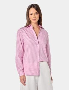 Relaxed Fit Pink & White Butcher Stripe Shirt