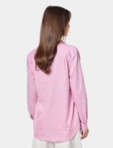 Relaxed Fit Pink & White Butcher Stripe Shirt