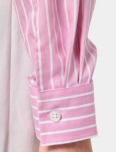 Relaxed Fit Pink & White Butcher Stripe Shirt