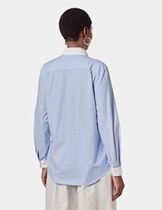 Relaxed Fit Blue & White Stripe Washed Oxford Shirt