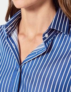 Relaxed Fit Blue & White Fine Stripe Shirt
