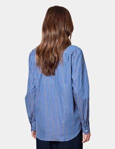 Relaxed Fit Blue & White Fine Stripe Shirt
