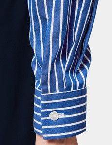 Relaxed Fit Blue & White Fine Stripe Shirt