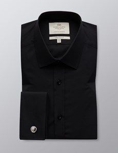 Extra Slim Fit Black Poplin Non-Iron Shirt