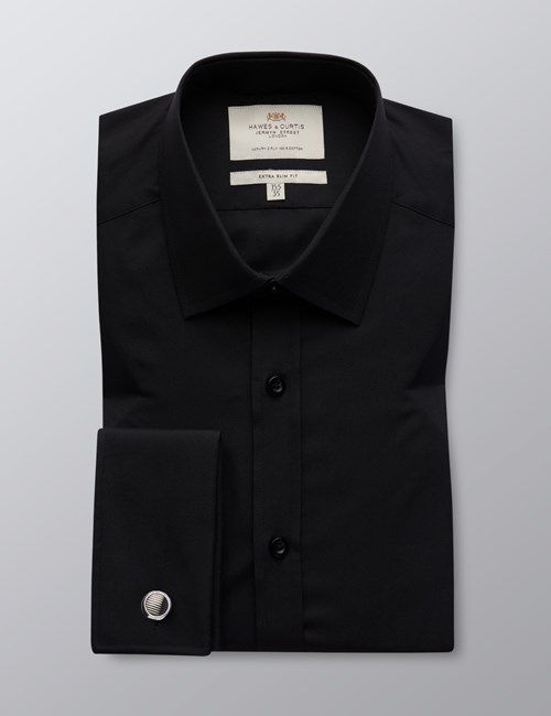 Extra Slim Fit Black Poplin Non-Iron Shirt-preview