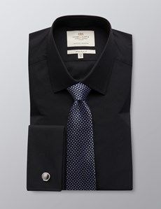 Extra Slim Fit Black Poplin Non-Iron Shirt