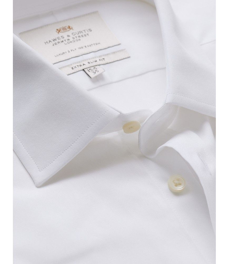 Men's Formal White Poplin Extra Slim Shirt - Double Cuff