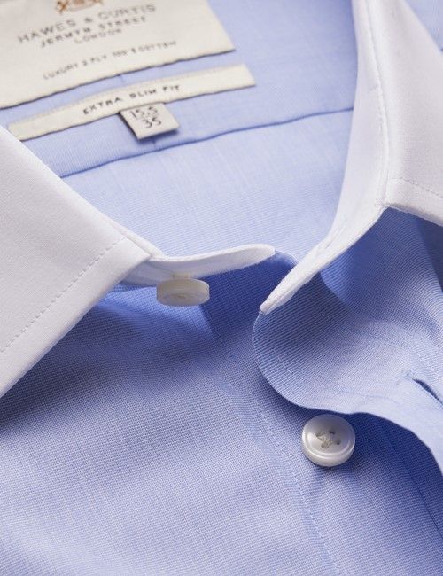 Blue End On End Extra Slim Shirt - French Cuffs