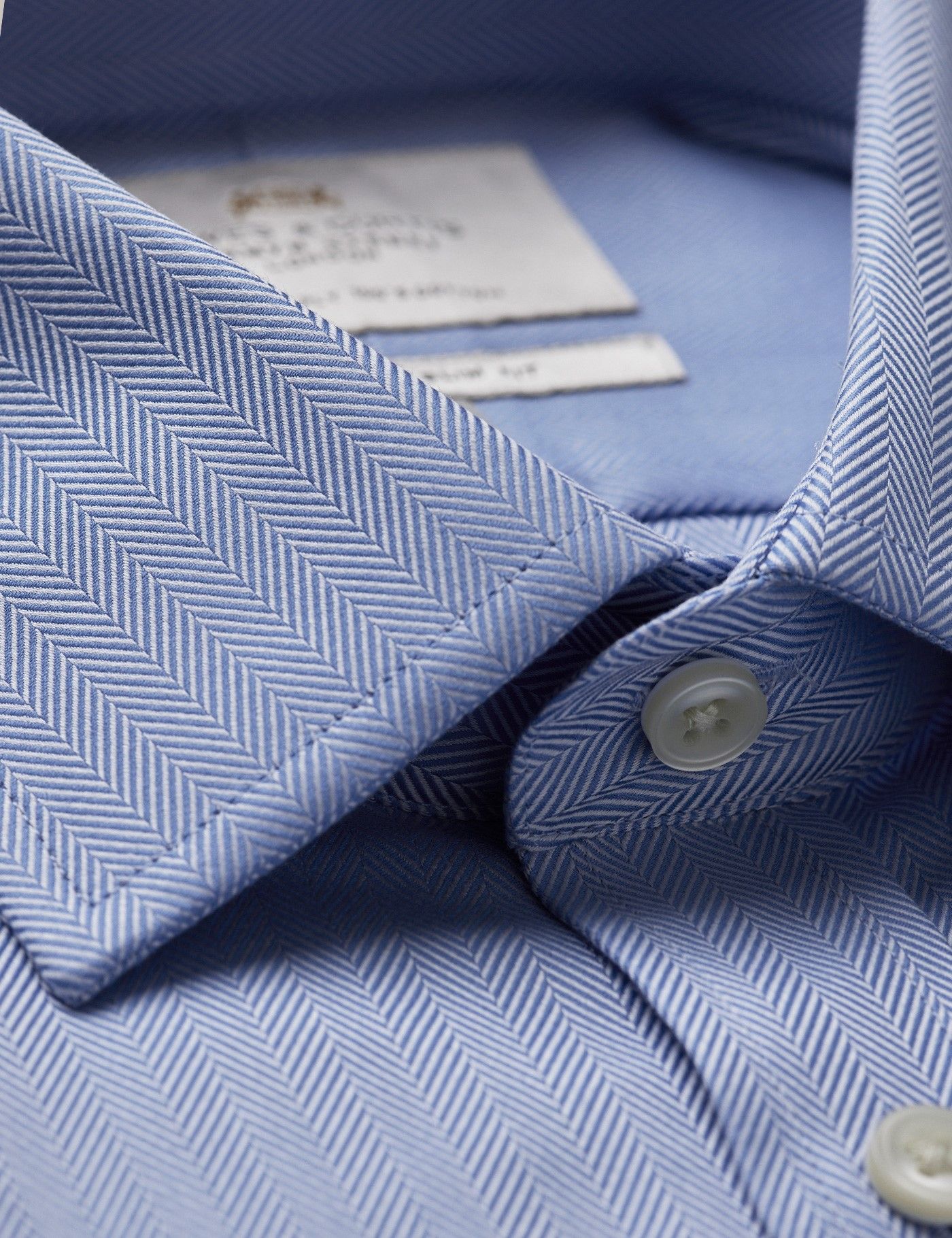 Extra Slim Fit Blue Herringbone Shirt