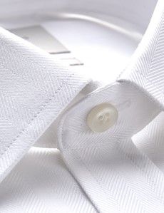 White Herringbone Extra Slim Shirt - French Cuff
