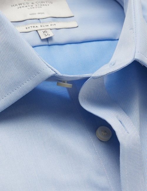 Non-Iron Blue Twill Extra Slim Shirt - French Cuff