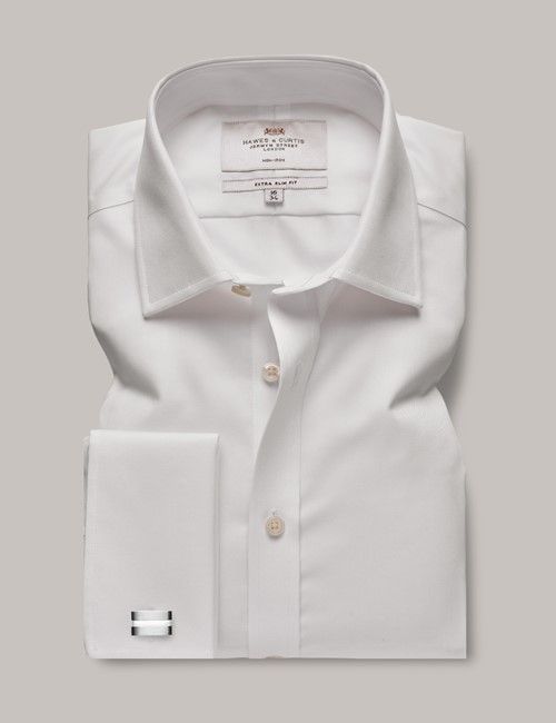 Non-Iron Formal White Twill Extra Slim Shirt - Double Cuff-preview
