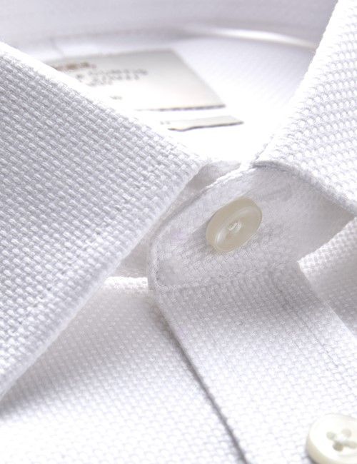 Men's Dress White Fabric Interest Extra Slim Fit Shirt - French Cuff - Non Iron