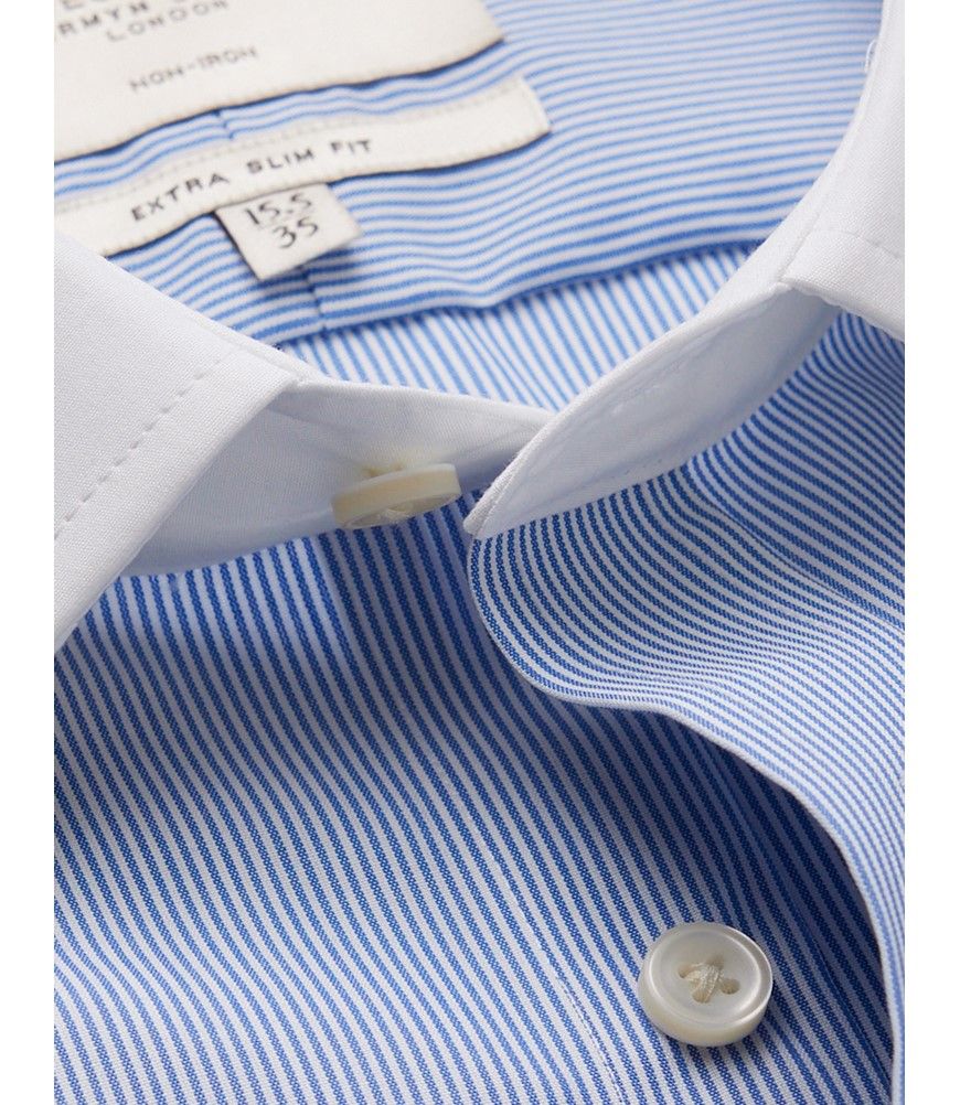 men's striped dress shirt with white collar Striped Shirt with White Collar and Cuff | Men's Classic Shirts