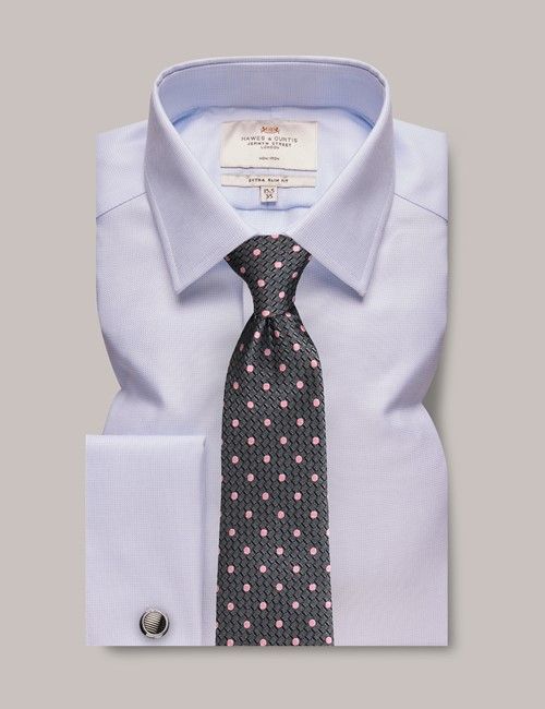 Extra Slim Fit Blue & White Non-Iron Shirt