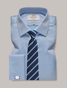 Extra Slim Fit Blue Pique Non-Iron Shirt