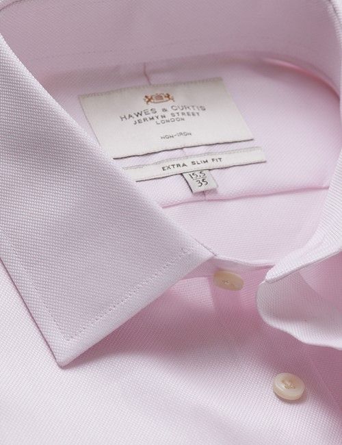 Non-Iron Pink Pique Extra Slim Shirt - French Cuff