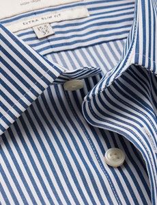 Non-Iron Navy & White Bengal Stripe Extra Slim Shirt - French Cuff-preview1