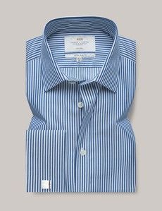 Non-Iron Navy & White Bengal Stripe Extra Slim Shirt - French Cuff-preview2