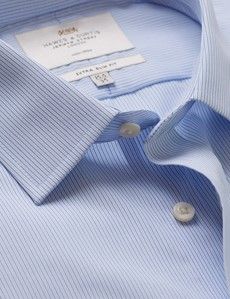 Extra Slim Fit Blue & White Fine Stripe Non-Iron Shirt