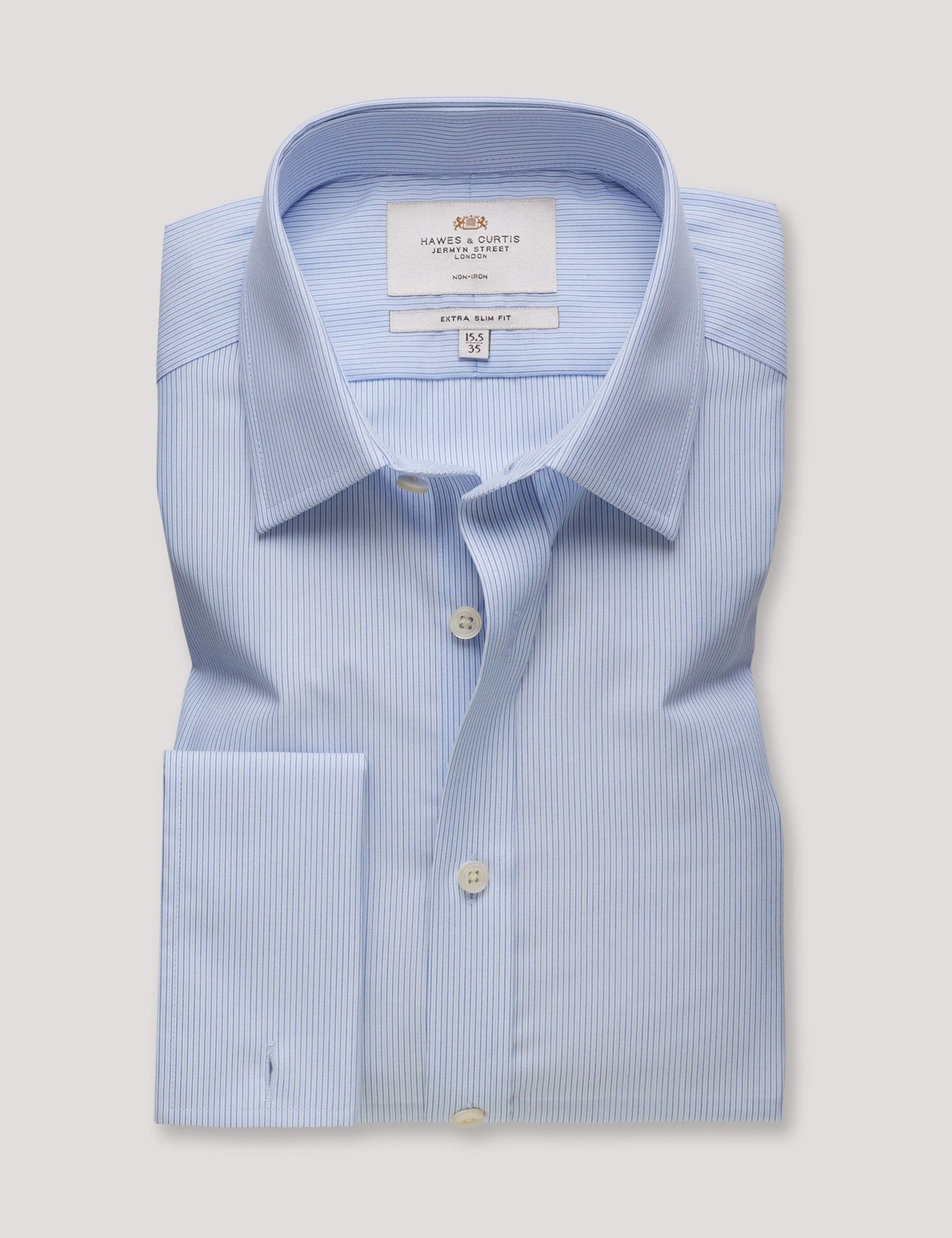 Extra Slim Fit Blue & White Fine Stripe Non-Iron Shirt-preview