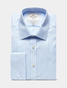 Extra Slim Fit Blue & White Textured Stripe Non-Iron Shirt