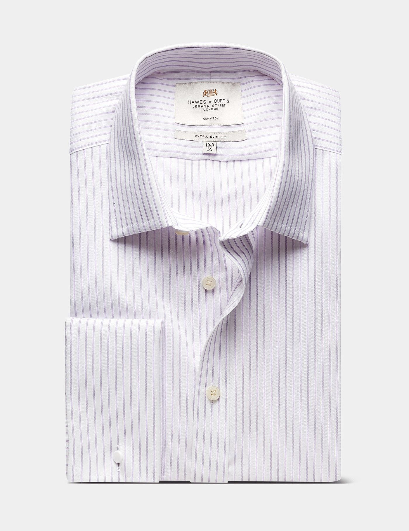 Extra Slim Fit Lilac & White Stripe Non-Iron Shirt-preview