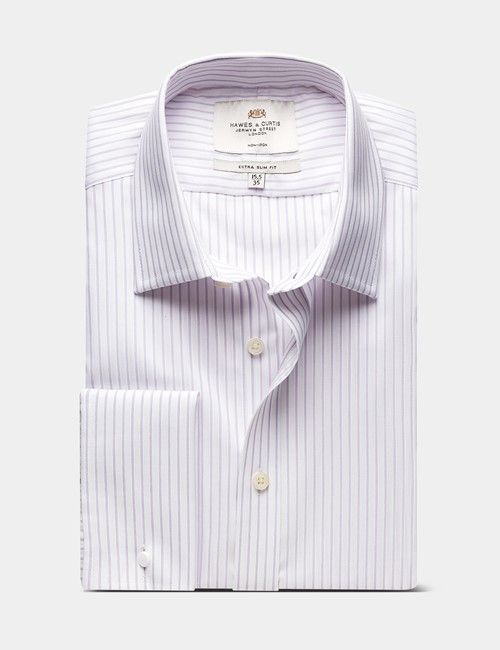 Extra Slim Fit Lilac & White Stripe Non-Iron Shirt-preview