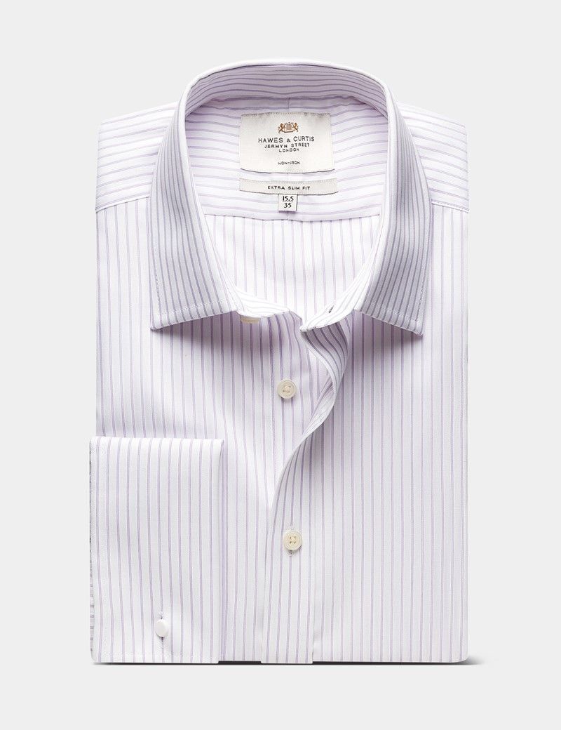 Extra Slim Fit Lilac & White Stripe Non-Iron Shirt-preview