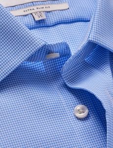 Extra Slim Fit White & Blue Dobby Non-Iron Shirt