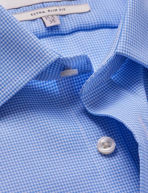 Non-Iron White & Blue Dobby Extra Slim Fit Shirt - Double Cuff