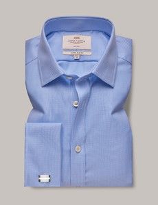 Extra Slim Fit White & Blue Dobby Non-Iron Shirt