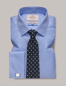 Extra Slim Fit White & Blue Dobby Non-Iron Shirt
