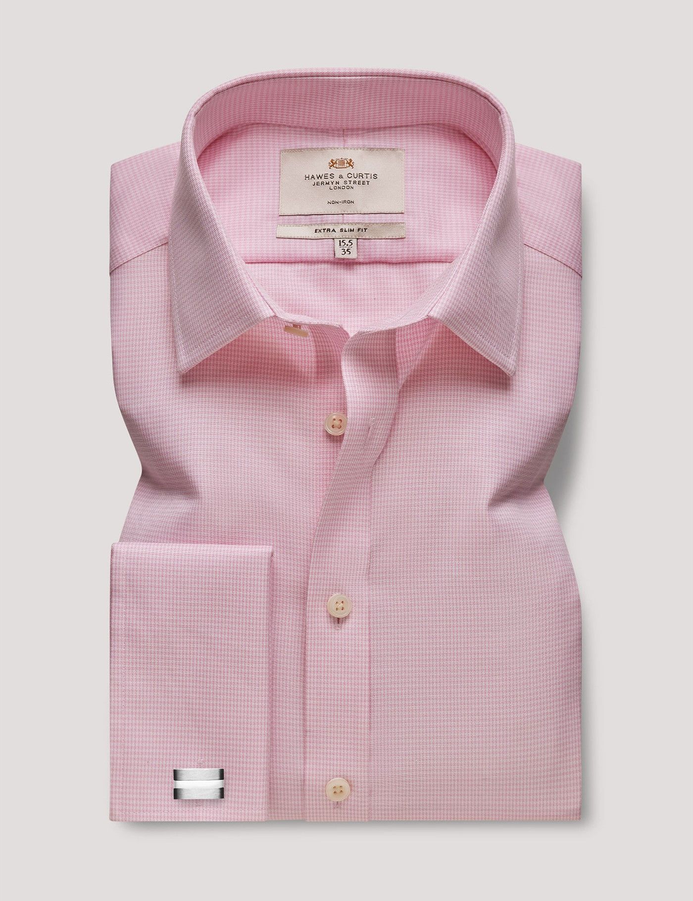 Extra Slim Fit White & Pink Dobby Non-Iron Shirt-preview