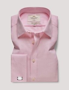 Extra Slim Fit White & Pink Dobby Non-Iron Shirt