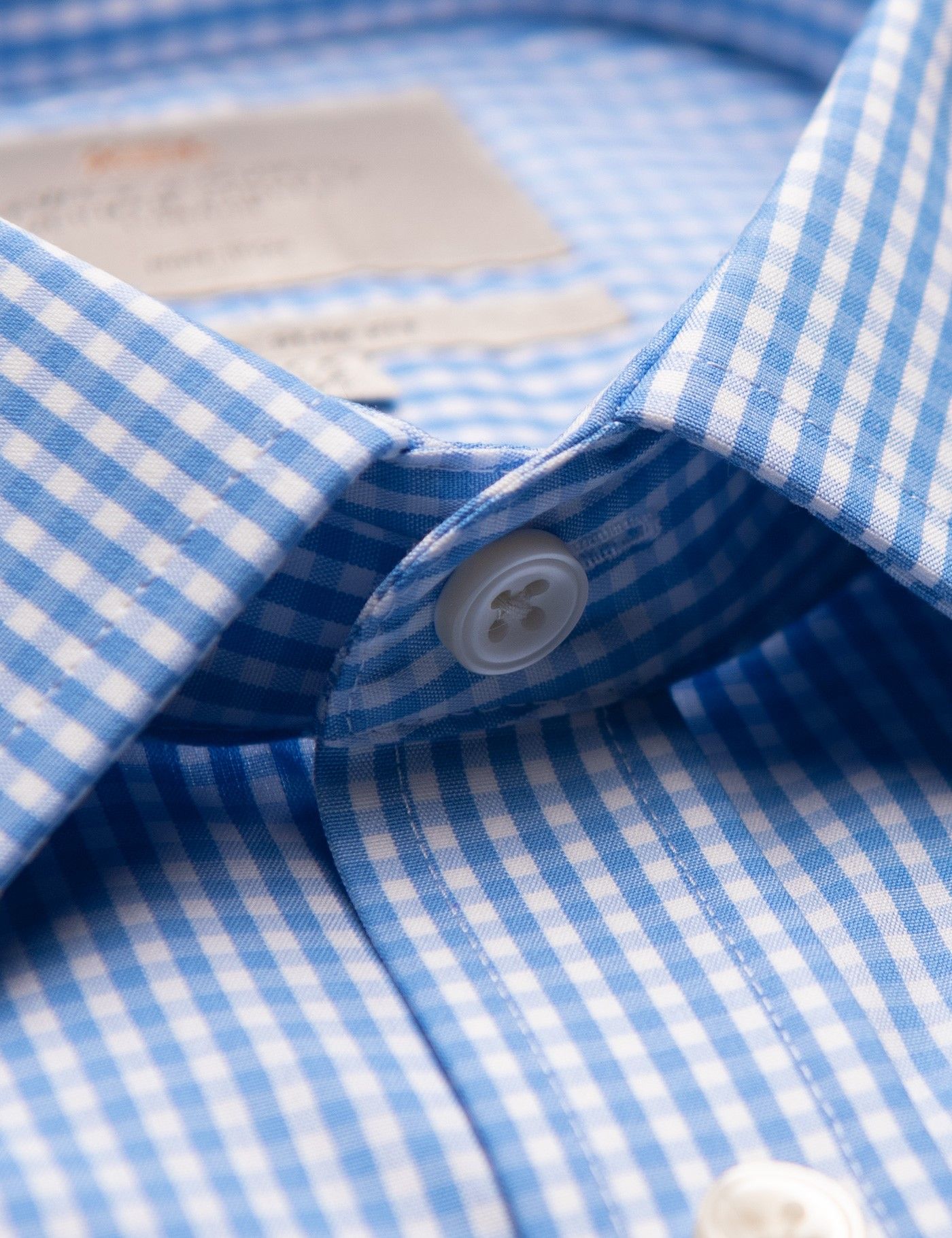 Extra Slim Fit Blue & White Gingham Plaid Non-Iron Shirt
