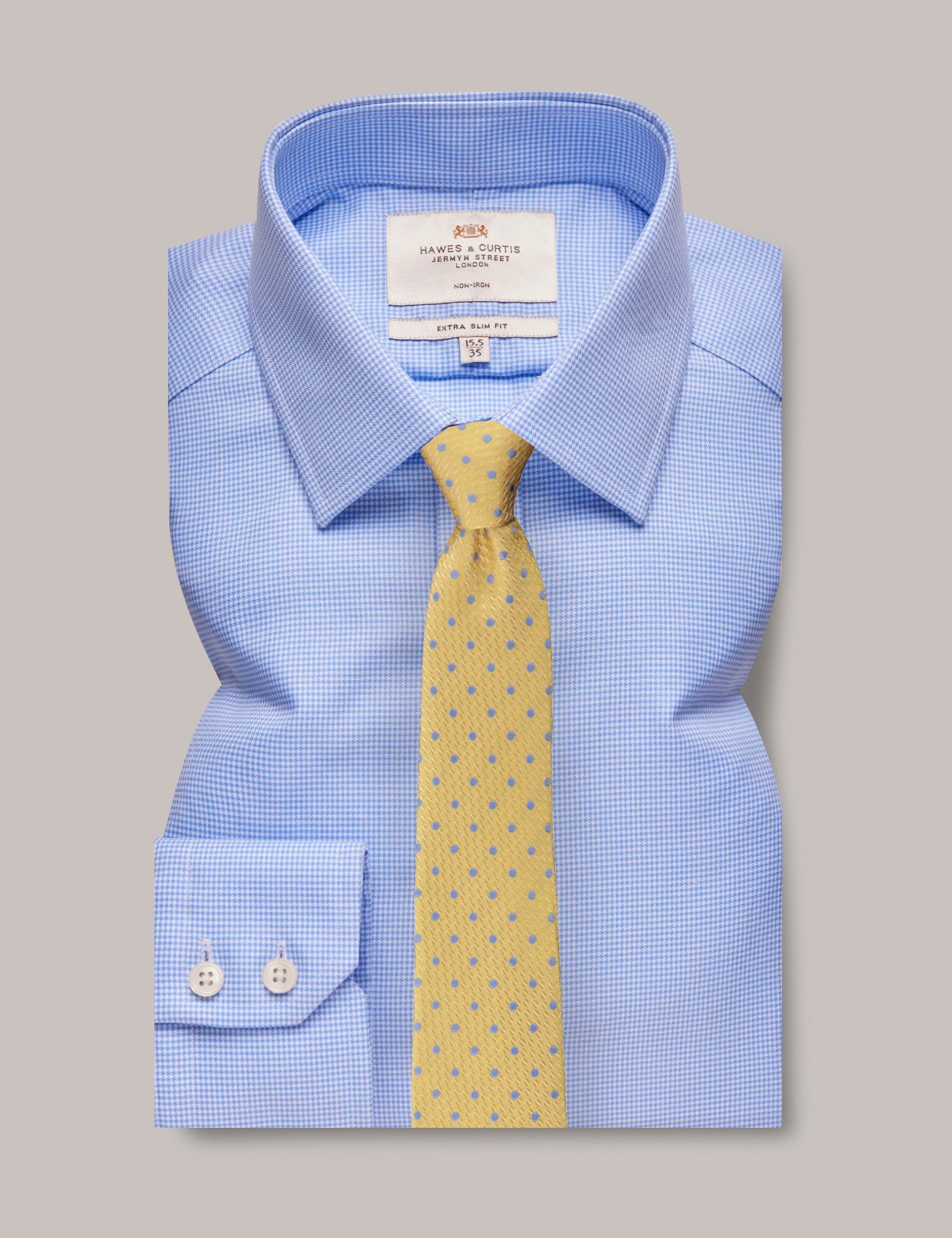 Men's NonIron Blue & White Plaid Extra Slim Fit Shirt