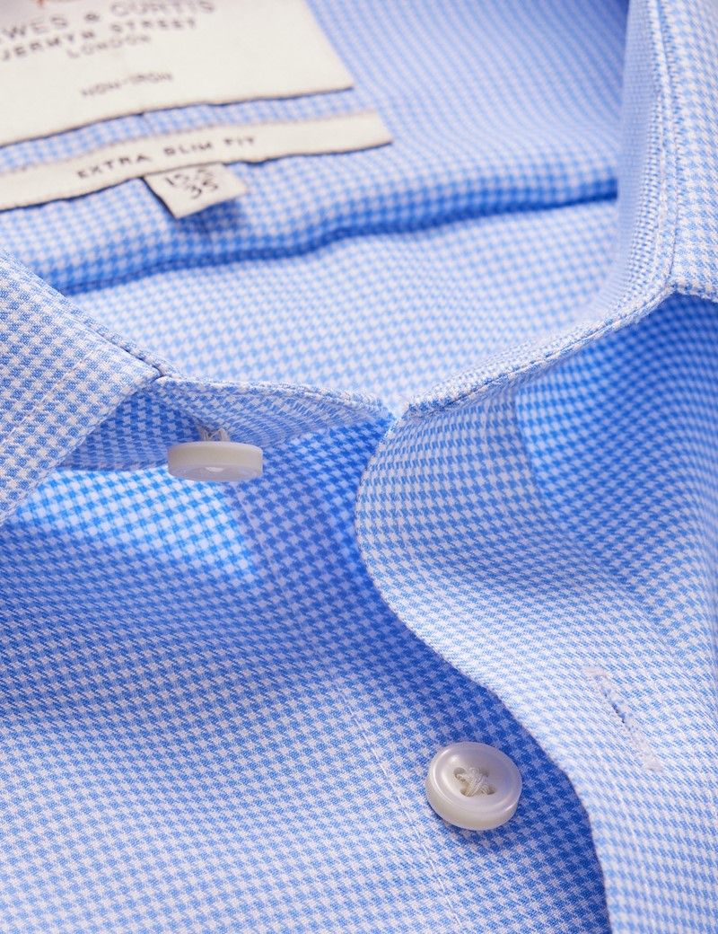 Extra Slim Fit Blue & White Check Non-Iron Shirt
