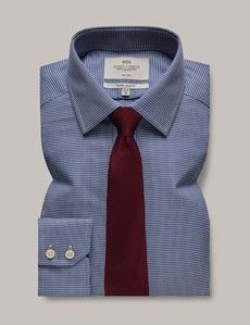 Non-Iron Navy & White Plaid Extra Slim Shirt-preview2