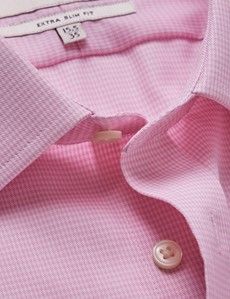 Non-Iron Pink & White Check Extra Slim Shirt