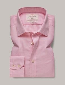 Non-Iron Pink & White Check Extra Slim Shirt-preview1