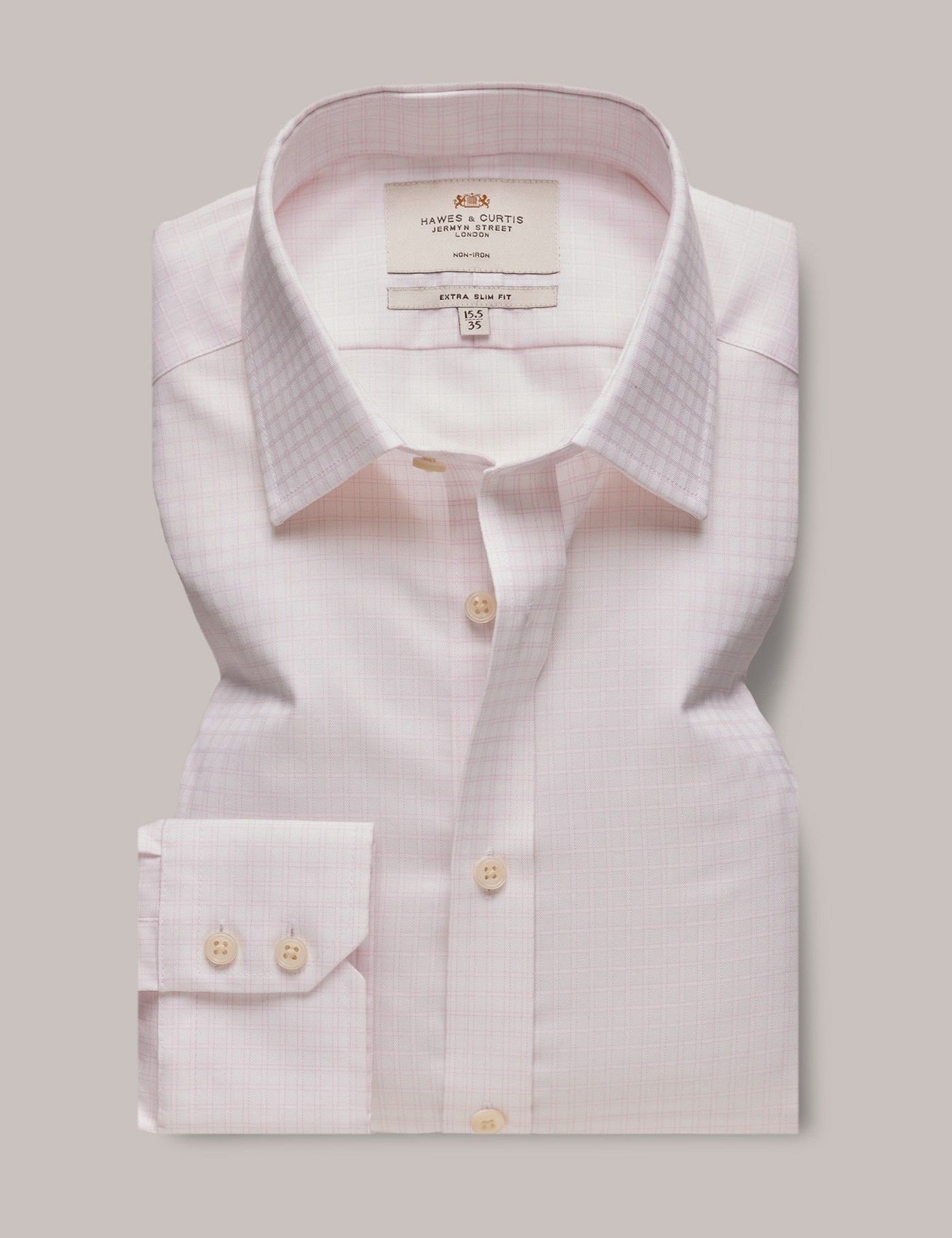 Extra Slim Fit Pink & White Plaid Non-Iron Shirt-preview