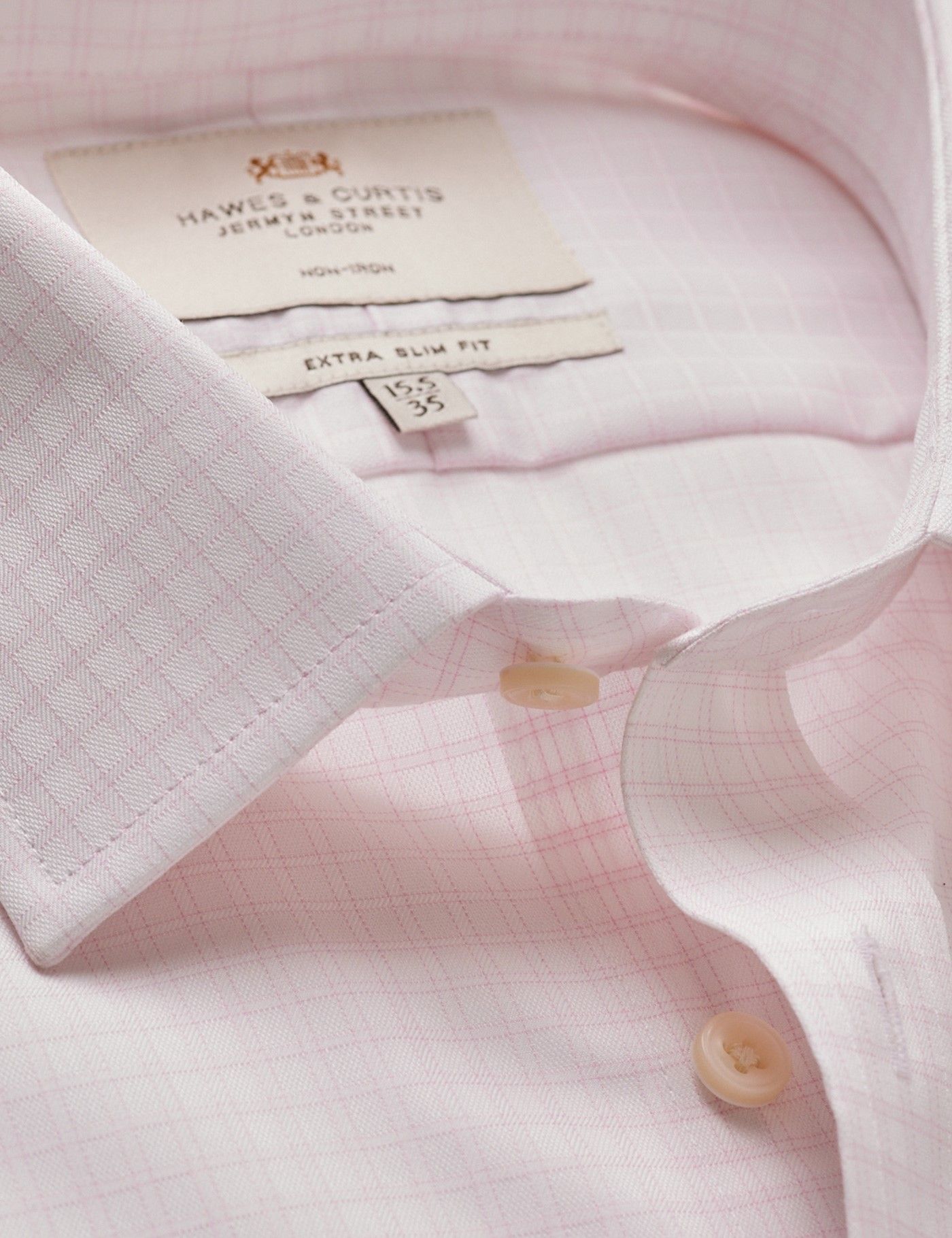 Extra Slim Fit Pink & White Plaid Non-Iron Shirt-preview